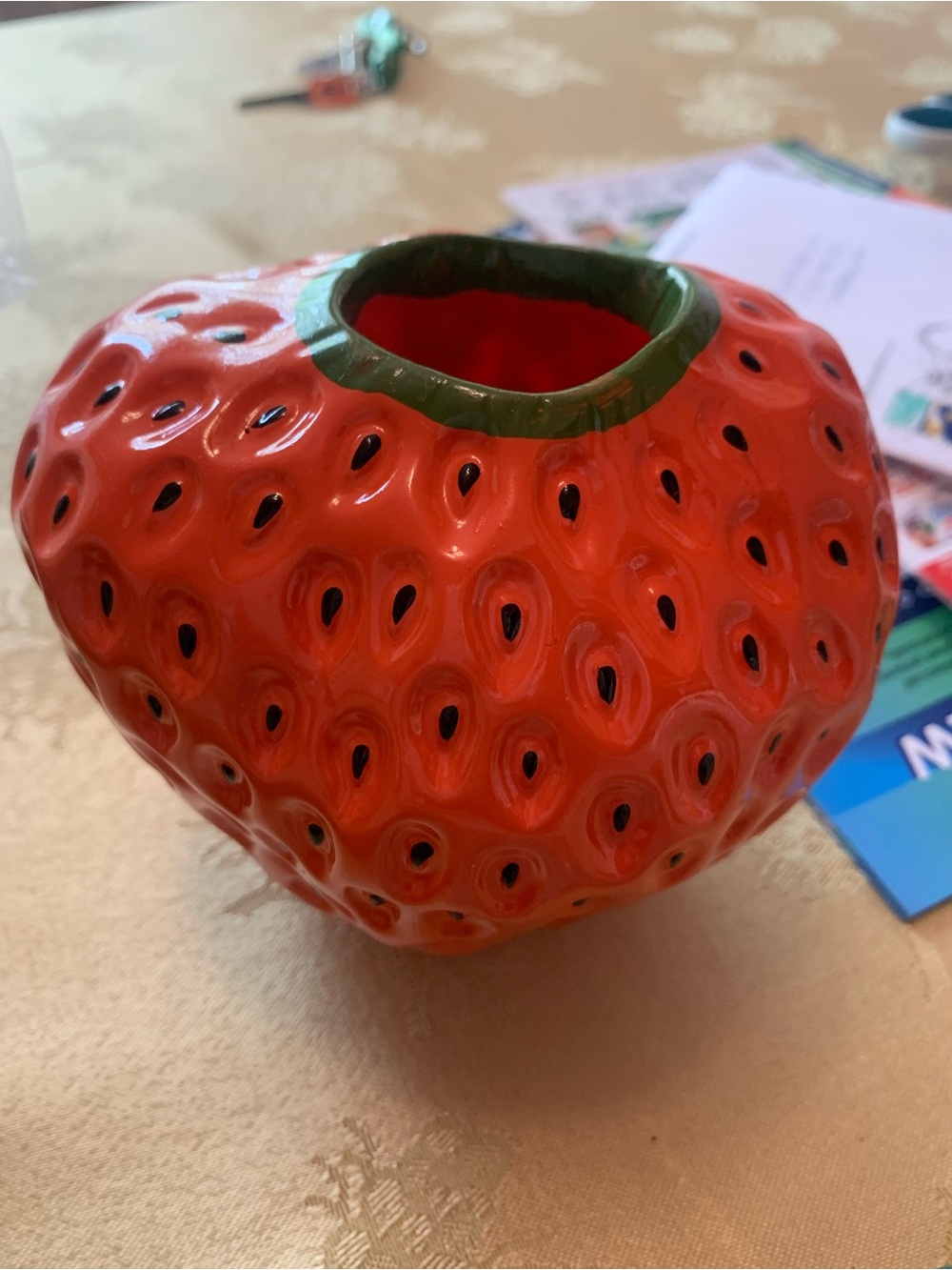 Handcrafted Ceramic Strawberry Vase - Red